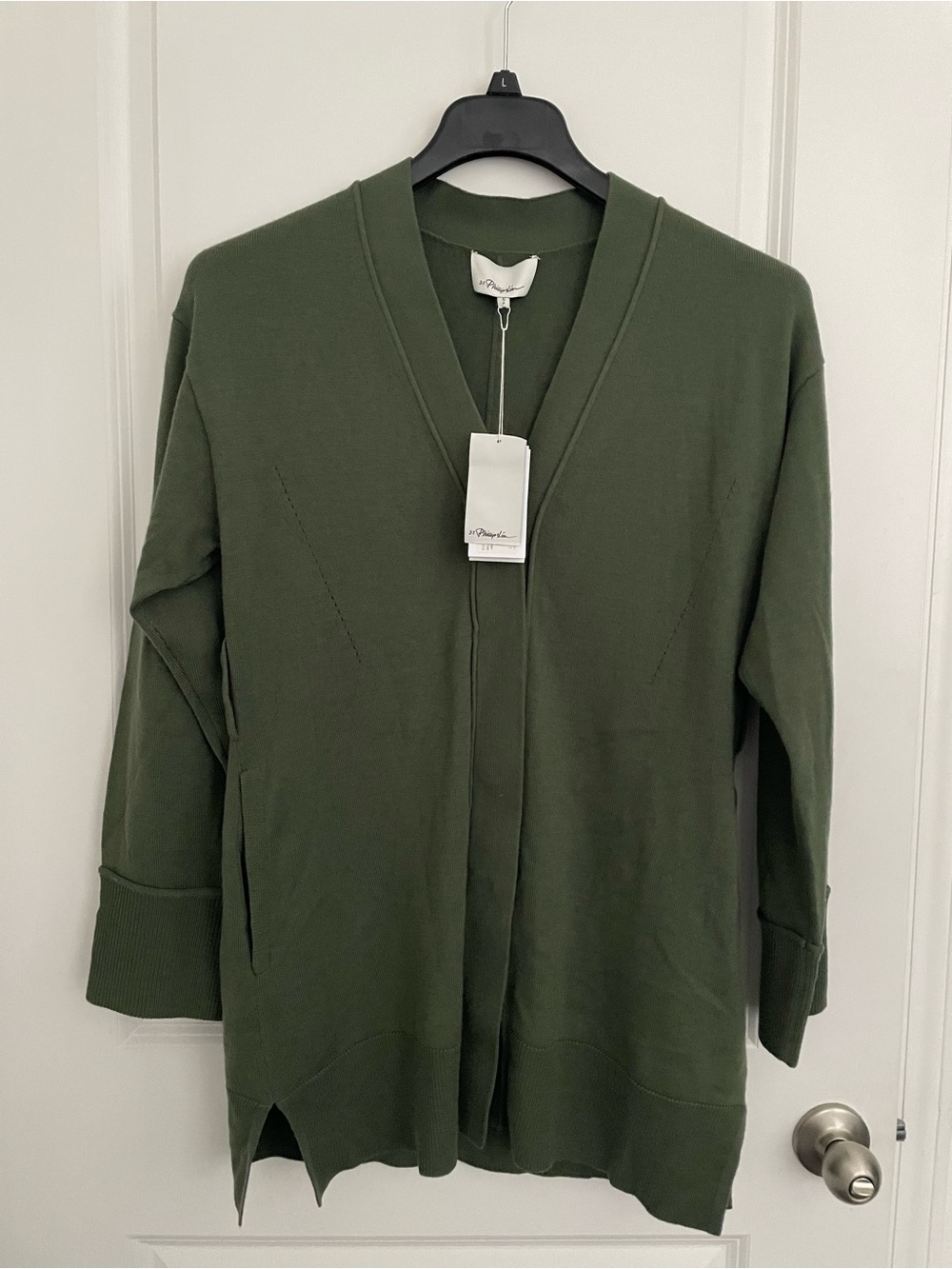 NWT 3.1 Phillip Lim Wool Blend Belted Cardigan Army Green Size S Missing Belt